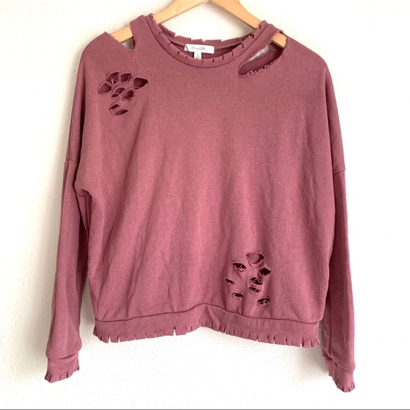 Active USA Sweaters - Active USA distressed mauve scoop neck sweatshirt